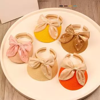 Детская шляпа для девочек, соломенные пустые цилиндры, летняя уличная пляжная шляпа с защитой от ультрафиолета