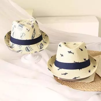 Детская шляпа Дышащая соломенная шляпа Солнцезащитные шляпы Детские цилиндры Джазовые шляпы для мальчиков и девочек