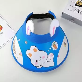 Детская шляпа от солнца, летняя тонкая детская шляпа с пустым верхом и большими полями, шляпа от солнца, милая мультяшная летняя классная шляпа темно-синий