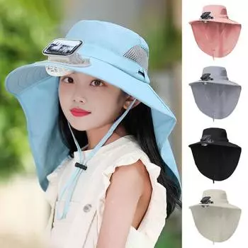 Детская шляпа от солнца с солнечным вентилятором, ветрозащитный ремешок, шаль с большими полями, зарядка через USB, защита от ультрафиолета и солнечного света, отличная воздухопроницаемость, кепка для путешествий на открытом воздухе хаки