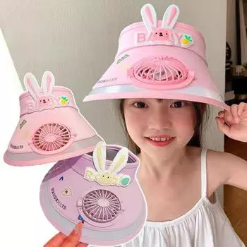 Детская шляпа с солнцезащитным козырьком, дышащая летняя шляпа с широкими полями, защита от ультрафиолета, легкая шляпа для малышей с рисунком кролика розовый
