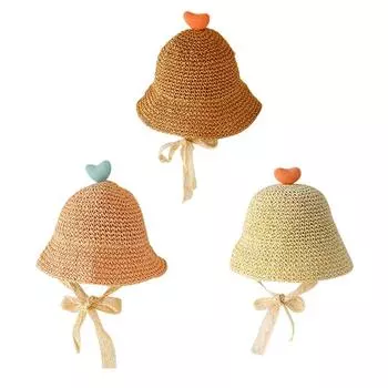 Детская шляпа Соломенная шляпа Шляпа для девочек Летняя дышащая шляпа от солнца Пляжная кепка Шляпа для отдыха на море for 6-24 Months бежевый