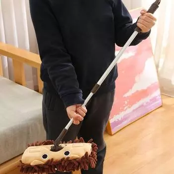 Детская швабра, вращающаяся на 180 градусов, выдвижная швабра для пола, швабра в мультяшной форме для домашней комнаты зелёный