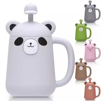 Детская силиконовая чашка с трубочкой, детская чашка для питья с трубочкой, устойчивая к падению, износостойкая, устойчивая к высоким и низким температурам