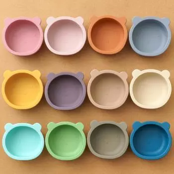 Детская силиконовая детская посуда без содержания бисфенола А водонепроницаемая миска с присоской для младенцев Портативный однотонный поднос для кормления