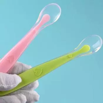 Детская силиконовая ложка с мягким наконечником, суповая ложка, детская обучающая ложка, детская посуда, мультяшная силиконовая ложка One Size синий