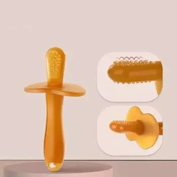 Детская силиконовая обучающая зубная щетка в форме банана без бисфенола А, безопасная для малышей, прорезыватель для зубов, жевательные игрушки для малышей, уход за полостью рта белый