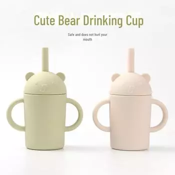 Детская силиконовая соломенная кружка: Изготовлены на основе пищевого сырья, устойчивы к падениям, съемные и моющиеся, идеально подходят для тренировок и питья воды. 240ML