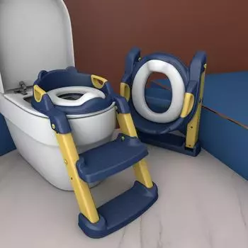 Детская складная лестница для унитаза с кольцом - подходит для мальчиков и девочек hard pad фиолетовый/розовый