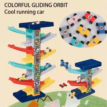 Детская скользящая трасса для машинки Мини-машинка Инерционная для девочек и мальчиков 3 лет Игрушка Многослойная мультяшная головоломка Слайд-машинка