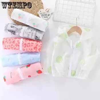 Детская солнцезащитная одежда, летняя легкая дышащая одежда для кожи, повседневное тонкое пальто с капюшоном 80