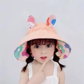 Детская солнцезащитная шляпа для пляжа, детская, для мальчиков и девочек, модная, дышащая, с большими полями, кепка для рыбалки, пустой верх оранжевый