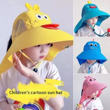 Детская солнцезащитная шляпа, солнцезащитная шляпа, интернет-знаменитость, летняя вылазка, устойчивая к ультрафиолетовому излучению детская шляпа-рыбак с большими полями, тонкая и дышащая