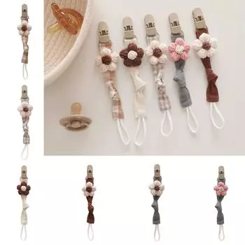 Детская соска Цепочка Хлопок Зажим для соски Регулируемая длина Держатель для детской соски Цветочный узор Держатель для соски для новорожденных C4