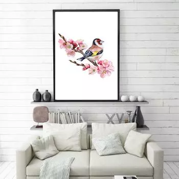Детская спальня, скандинавские акварельные картины, животные, розовые цветы, минималистичный декор для дома, картина, холст, живопись, гостиные 21cm30cm NoFrame
