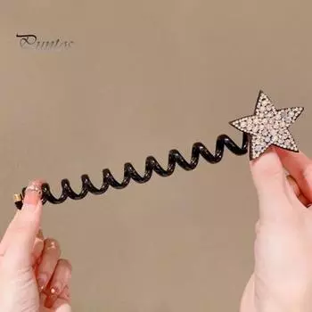 Детская спиральная резинка для волос, милая звезда со стразами, без складок, бесследная эластичная силиконовая резинка для девочек, телефонный шнур для девочек, высокий держатель для хвоста, веревка для волос, аксессуары для волос фиолетовый
