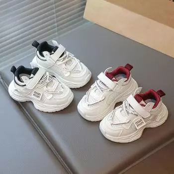 Детская спортивная обувь 2025 Весна Кроссовки для мальчиков с сеткой Нескользящая обувь для девочек 22 чёрный