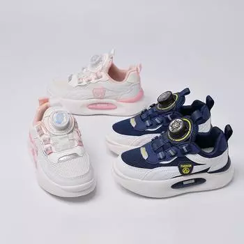 Детская спортивная обувь для девочек, повседневная обувь с вращающимися пуговицами 26 темно-синий