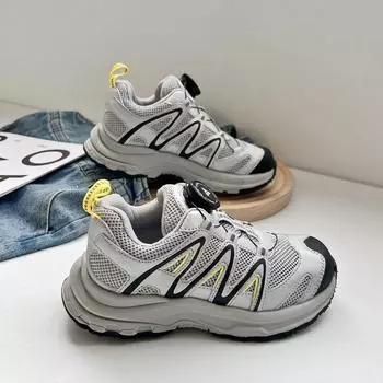 Детская спортивная обувь, дышащая летняя повседневная обувь, уличная походная обувь, детская сетчатая обувь для папы 32 серый