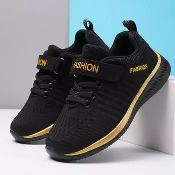 Детская спортивная обувь из тканого дышащего материала с легкой сеткой 28 чёрный