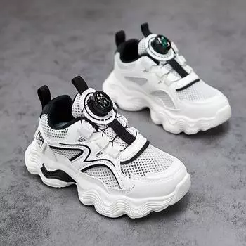 Детская спортивная обувь летняя новая обувь для девочек с сетчатым лицом, обувь для папы, сетчатая обувь, обувь для больших мальчиков, детская спортивная обувь Size28 ,Foot Length17.5cm белый