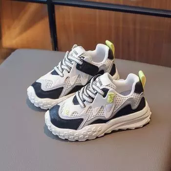 Детская спортивная обувь, осенняя новая модная универсальная обувь для бега, обувь на липучке Tide 26 бежевый