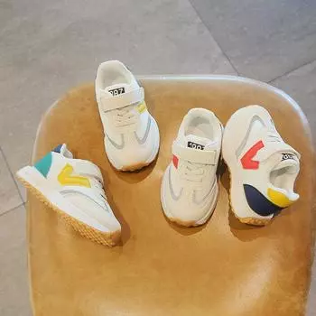 Детская спортивная обувь, весенне-осенние новые повседневные сетчатые кроссовки для бега для маленьких девочек и мальчиков для детей 22 красный