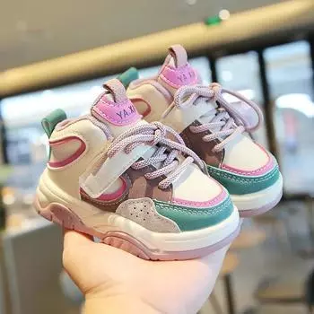 Детская спортивная обувь весна осень дети девочки уличные кроссовки с мягкой подошвой для бега модные нескользящие кроссовки для мальчиков школьные теннисные кроссовки 21 чёрный