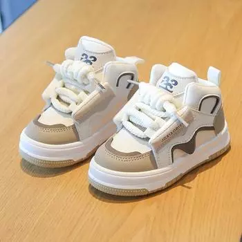 Детская спортивная обувь весна-осень, повседневная модная обувь для мальчиков, высокие кроссовки для девочек, кроссовки Dopamine для бега 21 бежевый