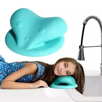 Детская станция для мытья волос Эргономичная подушка для мытья волос Раковина Шампунь-станция для мытья волос для детей Домашний уход зелёный