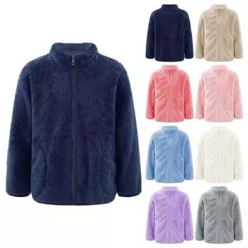 Детская стильная одежда для мальчиков и девочек с длинным рукавом и воротником-стойкой, застежка-молния спереди, верхняя одежда для куртки 2-3 Years розовый