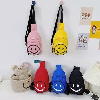 Детская сумка 2024 года, новая сумка через плечо с милым иностранным смайликом, маленькая нагрудная сумка для мальчиков и девочек, мини-сумка-мессенджер жёлтый
