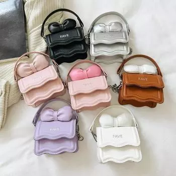 Детская сумка через плечо Мини-сумка через плечо Сумка-цепочка с бантом Детские сумки коричневый