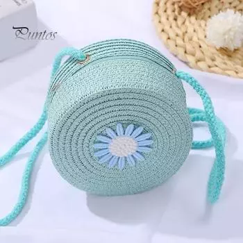 Детская сумка через плечо с соломенным плетеным цветочным декором в пасторальном стиле, сумка через плечо с застежкой-молнией и регулируемым ремешком, сумка-слинг для повседневной носки, вечеринки, работы, свидания розовый