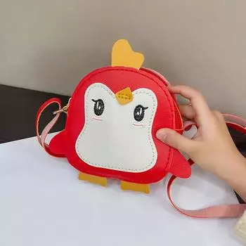 Детская сумка, детская сумка через плечо, симпатичная сумка в форме пингвина с рисунком, мини-сумки для мальчиков и девочек красный