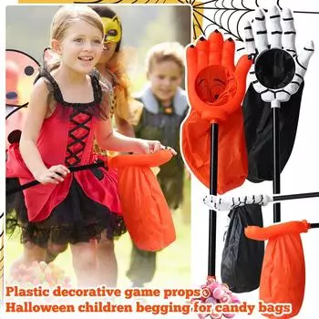 Детская сумка для конфет на Хэллоуин, пластиковая декоративная сумка для конфет, реквизит для Хэллоуина или игры с привидениями One Size чёрный