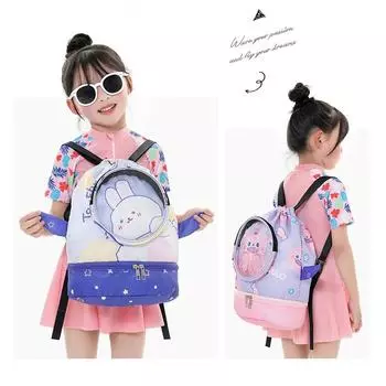 Детская сумка для плавания, комбинированная разделительная сумка для влажной и сухой воды, водонепроницаемая сумка для хранения, портативный рюкзак с героями мультфильмов для мальчиков и девочек, пляжный рюкзак с морским бассейном