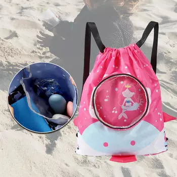 Детская сумка для плавания, рюкзак на шнурке для детей, сумка с мультяшным рисунком, легкая сухая сепарация синий