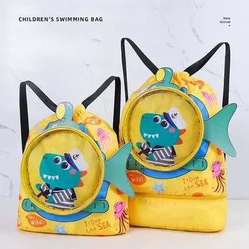 Детская сумка для плавания, студенческий милый мультяшный рюкзак, мужской и женский, ручной, двухслойный, сухой, влажный, водонепроницаемый, для хранения, сумка Small синий