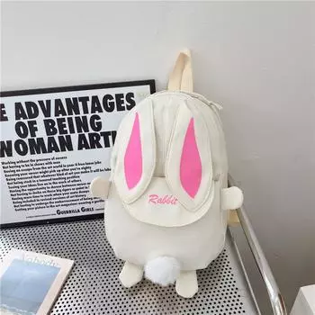 Детская сумка милая смешная личность кроличьи ушки мягкий рюкзак для девочки корейская версия розовый школьный рюкзак для девочки белый
