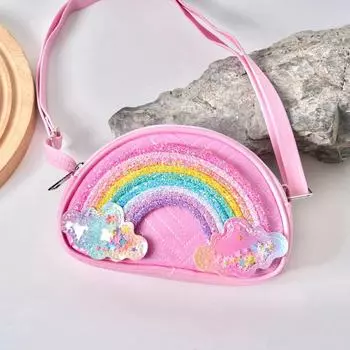 Детская сумка принцессы 2024 года, стильный кошелек для монет в радужном стиле для девочек и малышей, модная сумка через плечо роза розовый