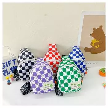 Детская сумка, симпатичная сумка-мессенджер для мальчиков, модная, индивидуальная, шахматная, маленькая, нагрудная сумка, красивая, детская, напечатанная, сумка через плечо красный