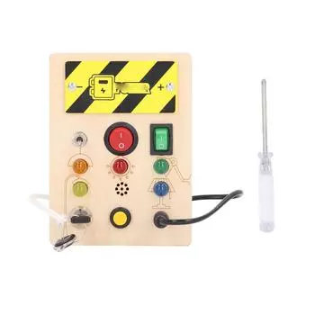 Детская светодиодная деревянная игрушка, обучающая симуляция, замок с ключом, подключаемый провод, доска для развития моторики