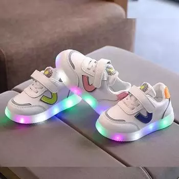 Детская светодиодная обувь, повседневная обувь для девочек, светящиеся кроссовки на мягкой подошве, детские светящиеся кроссовки на мягкой подошве для мальчиков 21 розовый