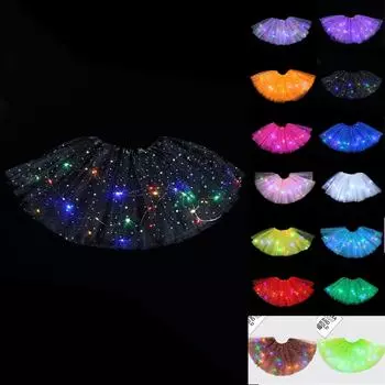 Детская светящаяся юбка из пряжи, балетная юбка, танцевальные костюмы, юбка из пряжи, реквизит для выступлений, светодиодные костюмы One Size розовый