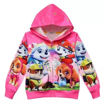 Детская свободная повседневная принтованная куртка-кардиган на молнии с капюшоном горячий розовый