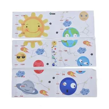 Детская таблица роста и роста Наклейка на стену Планета Узор ПВХ Измерение высоты Наклейка на стену для спальни