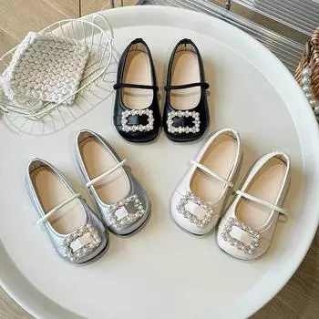 Детская танцевальная обувь для выступлений, мягкая подошва, туфли принцессы для девочек, милая мода 2024 года, новые детские кожаные туфли с круглым носком, без застежек 21 бежевый