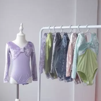 Детская танцевальная одежда для девочек, китайская танцевальная одежда с длинными рукавами для занятий балетом 180 синий