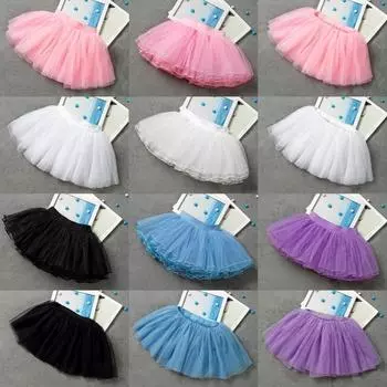 Детская танцевальная сетчатая юбка-пачка, газовая юбка для девочек, балетная юбка S